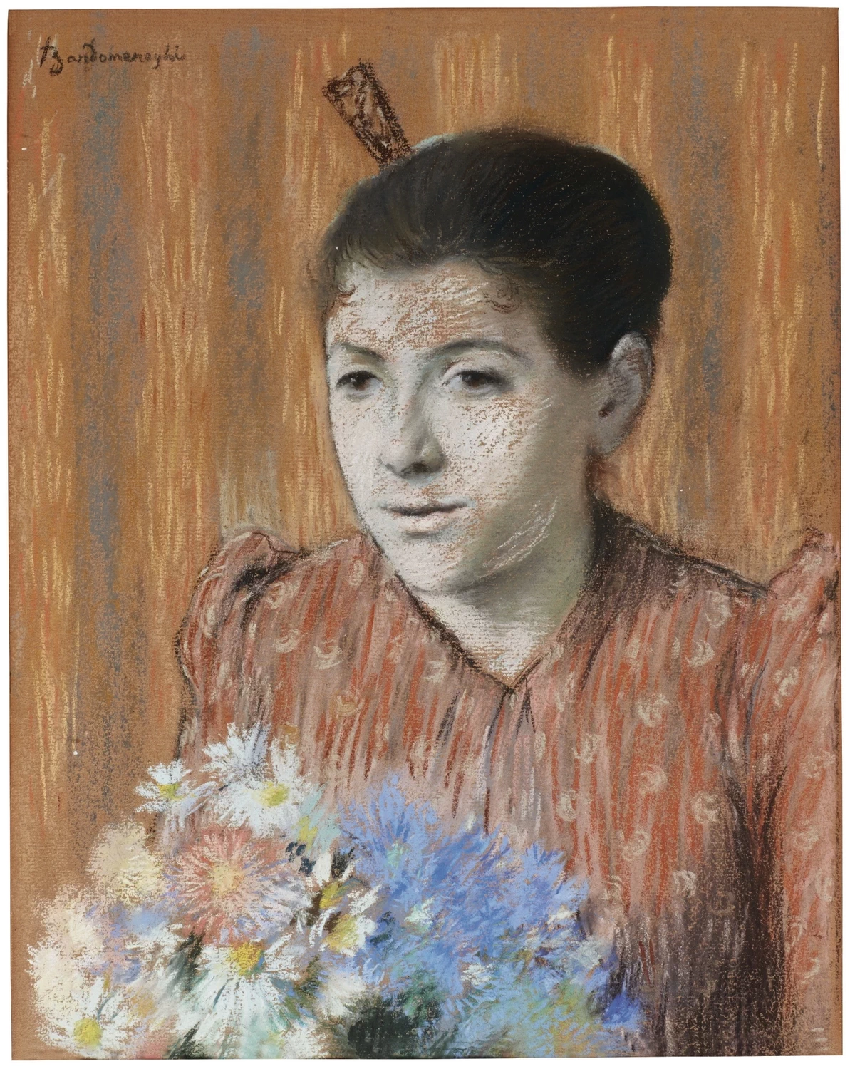 Giovane donna con un bouquet di fiori